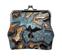 Mini porte-monnaie élégant en cuir avec motif puzzle imprimé vintage pour femme