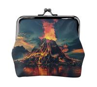 Mini porte-monnaie élégant en cuir imprimé volcan pour femme