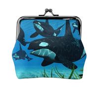 Mini porte-monnaie en cuir avec imprimé épaulard pour femme pour un usage quotidien et cadeaux 1 pièce