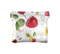 Mini porte-monnaie en cuir avec motif aquarelle fraise avec pois pour femmes et hommes, Cerises sucrées du Surinam, 1 size, Moderne