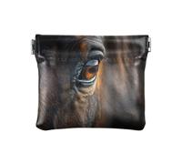 Mini porte-monnaie en cuir pour femme avec yeux gros plan, Gros plan yeux, 9.5*11cm, Pochette à monnaie