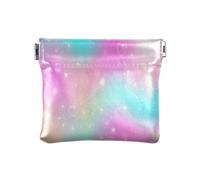 Mini porte-monnaie en cuir pour femme et fille - Motif licorne arc-en-ciel - Étoiles et cœurs - Taille unique - Moderne/ajusté, Licornes arc-en-ciel fantastiques étoiles cœurs, 1 size, Moderne/ajusté.