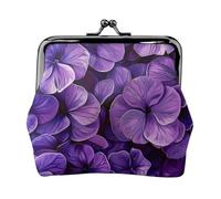 Mini porte-monnaie en cuir synthétique avec fermeture à baiser, trousse de maquillage pour femmes et filles, porte-monnaie pour argent, pièces de monnaie, clés, rouge à lèvres, Fleur de violet., One