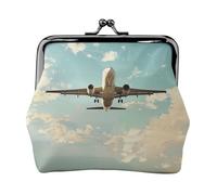 Mini porte-monnaie en cuir synthétique avec fermeture à baiser, trousse de maquillage pour femmes et filles, porte-monnaie pour argent, pièces de monnaie, clés, rouge à lèvres, Avion., One Size