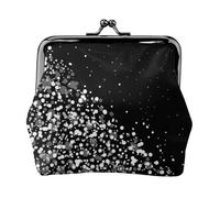 Mini porte-monnaie en cuir synthétique avec imprimé ananas bleu pour femme avec serrure à baiser, Paillettes noires et blanches., One Size, Pochette à monnaie