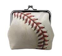 Mini porte-monnaie en cuir synthétique imprimé balle de baseball pour femme avec verrou à baiser, Noir , Taille unique, Moderne