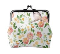 Mini porte-monnaie en cuir synthétique imprimé plumes de paon vert pour femme avec serrure à baiser, Fleur et oiseau., One Size, Pochette à monnaie