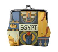 Mini porte-monnaie en cuir synthétique imprimé tournesols et citrouilles pour femme avec verrou à baiser, Série Égypte Ancienne Tribe, One Size, Pochette à monnaie