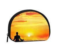 Mini porte-monnaie en forme de coquillage pour méditation, yoga - Portefeuille compact à fermeture éclair pour pièces de monnaie, clés et petits objets