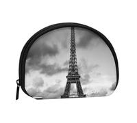 Mini porte-monnaie en forme de voiture rouge devant la tour Eiffel - Portefeuille compact zippé pour pièces de monnaie, clés et petits objets