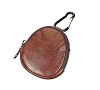 Mini Porte-Monnaie en Vrai Cuir de Vache, Pochette à Fermeture Éclair Rétro avec Design à Boucle, Sac de Rangement Portable pour Pièces, Écouteurs et Petits Accessoires