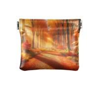 Mini porte-monnaie gris loup - Petit sac à monnaie décontracté pour un usage quotidien, Arbres dorés Automne, one size, Golden Trees Automne