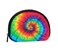 Mini porte-monnaie hippie Tie Dye avec fermeture éclair, petit organisateur de voyage avec imprimé intégral, tissu polyester durable, pochette compacte pour pièces de monnaie, clés