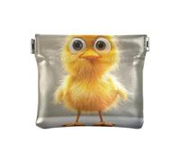 Mini porte-monnaie imperméable en cuir PU avec motif de poule pour femme, dessin animé drôle animal de compagnie poulet curieux, 1 size, Impression artistique