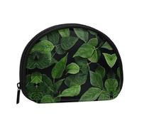 Mini porte-monnaie imprimé de feuilles de la Saint-Patrick avec fermeture éclair - Petit portefeuille pour homme et femme - Organiseur de voyage compact, Noir , Taille unique