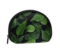 Mini porte-monnaie imprimé de feuilles de la Saint-Patrick avec fermeture éclair - Petit portefeuille pour homme et femme - Organiseur de voyage compact, Noir , Taille unique