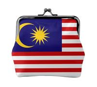 Mini porte-monnaie imprimé drapeau de la Malaisie, porte-monnaie pour femme, petit porte-monnaie pour carte de crédit, carte d'identité, clé, noir, One Size, Vintage
