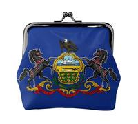 Mini porte-monnaie imprimé drapeau de l'État de Pennsylvanie, mini porte-monnaie pour femme, petit porte-monnaie pour carte de crédit, carte d'identité, clé, noir, One Size, Vintage