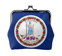 Mini porte-monnaie imprimé drapeau de Virginie pour femme, petit porte-monnaie pour carte de crédit, carte d'identité, clé, noir, One Size, Vintage