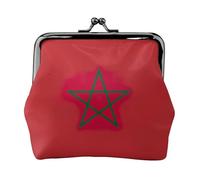 Mini porte-monnaie imprimé drapeau du Maroc pour femme, petit porte-monnaie pour carte de crédit, carte d'identité, clé, noir, One Size, Vintage