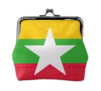Mini porte-monnaie imprimé drapeau du Myanmar pour femme, petit porte-monnaie pour carte de crédit, carte d'identité, clé, noir, One Size, Vintage
