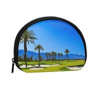 Mini porte-monnaie imprimé Golf Course by The Sea avec fermeture éclair - Petit portefeuille pour homme et femme - Organiseur de voyage compact, Noir , Taille unique