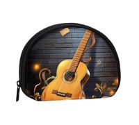 Mini porte-monnaie imprimé guitare avec fermeture éclair - Petit portefeuille pour homme et femme - Organiseur de voyage compact, Noir , Taille unique