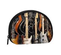 Mini porte-monnaie imprimé guitare musicale avec fermeture éclair - Petit portefeuille pour homme et femme - Organiseur de voyage compact, Noir , Taille unique