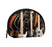 Mini porte-monnaie imprimé guitare musicale avec fermeture éclair - Petit portefeuille pour homme et femme - Organiseur de voyage compact, Noir , Taille unique