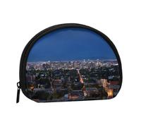 Mini porte-monnaie imprimé Los Angeles Skyline imprimé avec fermeture éclair - Petit portefeuille pour homme et femme - Organiseur de voyage compact, Noir , Taille unique