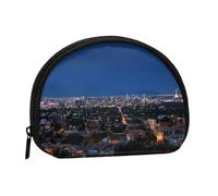Mini porte-monnaie imprimé Los Angeles Skyline imprimé avec fermeture éclair - Petit portefeuille pour homme et femme - Organiseur de voyage compact, Noir , Taille unique