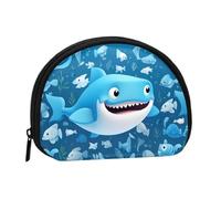 Mini porte-monnaie imprimé poisson bleu mignon avec fermeture éclair - Petit portefeuille pour homme et femme - Organiseur compact d'argent de voyage, Noir , Taille unique