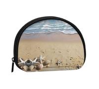 Mini porte-monnaie imprimé sable de plage avec fermeture éclair - Petit portefeuille pour homme et femme - Organiseur de voyage compact, Noir , Taille unique