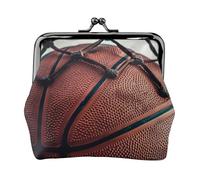 Mini porte-monnaie imprimé sport de basket-ball pour femme en cuir synthétique mignon avec verrou Kiss-Lock, Noir , Taille unique, Moderne