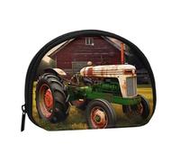 Mini porte-monnaie imprimé tracteur photo de ferme avec fermeture éclair - Petit portefeuille pour homme et femme - Organiseur de voyage compact, Noir , Taille unique