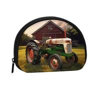 Mini porte-monnaie imprimé tracteur photo de ferme avec fermeture éclair - Petit portefeuille pour homme et femme - Organiseur de voyage compact, Noir , Taille unique