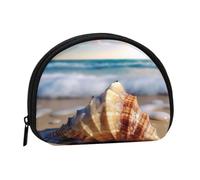 Mini porte-monnaie imprimé vague de mer avec fermeture éclair - Petit portefeuille pour homme et femme - Organisateur d'argent de voyage compact, Noir , Taille unique