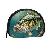 Mini porte-monnaie imprimé vague de pêche au bar pour femmes et filles personnalité, petite pochette de rangement coquille, pochette, portefeuille, taille unique, décontracté, Noir , Taille unique