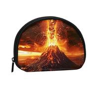 Mini porte-monnaie imprimé volcan pour femme avec fermeture éclair, Noir , Taille unique, Pochette à monnaie