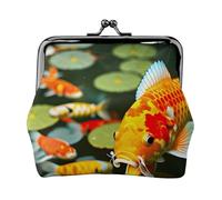 Mini porte-monnaie japonais avec imprimé poisson koï pour femme, petit porte-monnaie pour carte de crédit, carte d'identité, clé, noir, One Size, Vintage