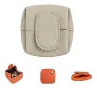 Mini porte-monnaie japonais en cuir pleine fleur avec boucle de couleur unie pour femme pour le transport quotidien ou les voyages, abricot, 3.14*3.14*1in/ 8*8*2.5cm, Petite pochette portefeuille en