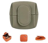 Mini porte-monnaie japonais en cuir pleine fleur avec boucle de couleur unie pour femme pour le transport quotidien ou les voyages, Gras/vert, 3.14*3.14*1in/ 8*8*2.5cm, Petite pochette portefeuille en