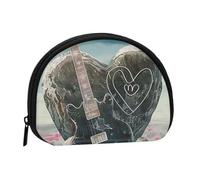 Mini porte-monnaie Love Rock Prints pour un usage quotidien et des cadeaux, Noir , Taille unique, Pochette à monnaie