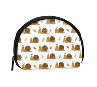 Mini porte-monnaie marron et blanc avec imprimé escargot pour femme, petit porte-monnaie