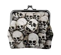 Mini porte-monnaie mexicain imprimé tête de mort pour femme, petit porte-monnaie pour carte de crédit, carte d'identité, clé, noir, One Size, Vintage