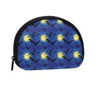 Mini porte-monnaie mignon pour femme, motif chauve-souris, ciel étoilé, bleu nuit