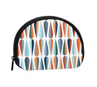 Mini porte-monnaie moderne du milieu du siècle avec fermeture éclair, petit organisateur de voyage avec imprimé intégral, tissu polyester durable, pochette compacte pour pièces de monnaie, clés