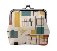 Mini porte-monnaie moderne en cuir du milieu du siècle avec verrou pour femme