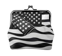Mini porte-monnaie noir et blanc imprimé drapeau américain pour femme, petit porte-monnaie pour carte de crédit, carte d'identité, clé, noir, One Size, Vintage