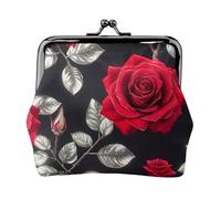 Mini porte-monnaie polyvalent avec imprimé jardin de roses rouges pour toutes les occasions